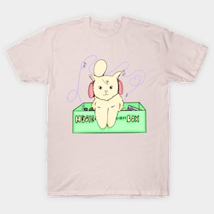 Yellow Cat Listening To Music Inside The Music Box T-Shirt